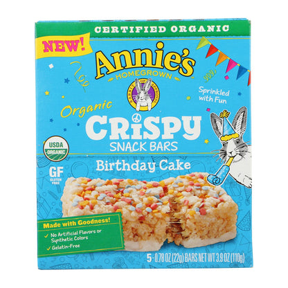 Annie's Homegrown Organic Birthday Cake Crispy Snack Bar