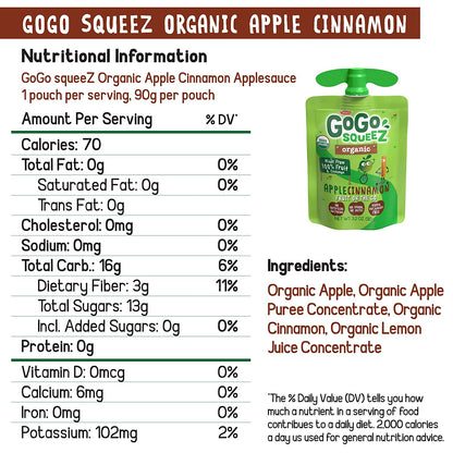 GoGo Squeez Apple Cinnamon Organic Applesauce